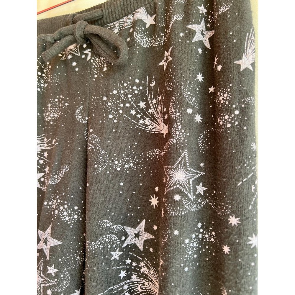 Chaser Black Mystical Star Print Bliss Knit Shirred Jogger Pants Black Purple S - Picture 10 of 13